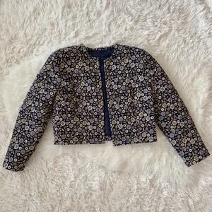 Handmade Quilted Floral Paisley Structured Cropped Jacket, Fits like S/M